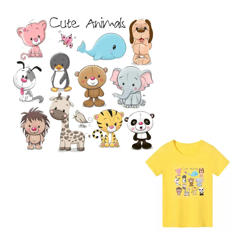 

Cute Dog Animals Patches Clothing Applications Kids Washable Heat Transfer Stickers Decor Lovely Dolphin DIY T-shirt Stripes E