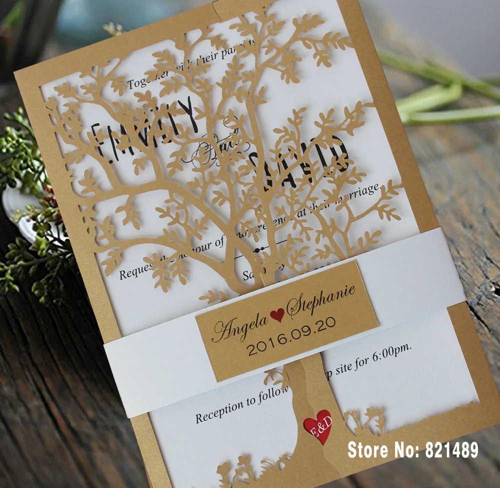Party Birthday Invitation Cards Royal Tree Decorations Laser Cut