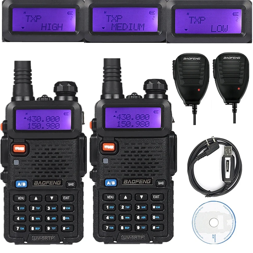 bilder für 2x Baofeng UV-5R TP 136-174/400-520 MHz FM 1/4/8 Watt Zwei Zweiwege-ham-radio Radio Walkie Talkie mit 2 Lautsprecher Mic/Programmierkabel/CD bilder für 2x Baofeng UV-5R TP 136-174/400-520 MHz FM 1/4/8 Watt Zwei Zweiwege-ham-radio Radio Walkie Talkie mit 2 Lautsprecher Mic/Programmierkabel/CD