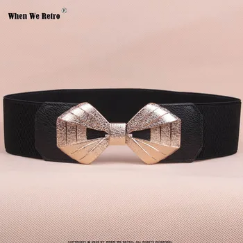 

When We Retro Belts for Women ceinture femme VB0037 Black Red Camel White2019 Ladies Metal Bow Vintage Elastic Corset Waist Belt