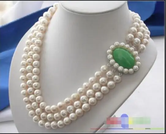 

Hot sale new Style >>>>>3ROW 10MM WHITE ROUND FW CULTURED PEARL NECKLACE