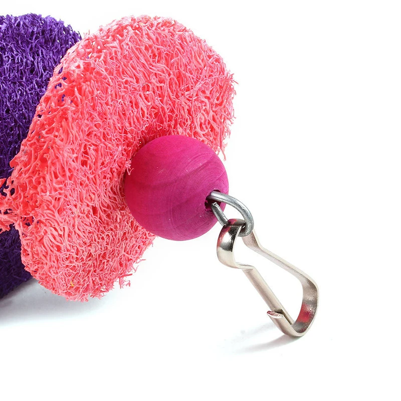Funny Bird Toys Parrot Toys Swing Parrot Cage Natural loofah Hanging Cockatiel Bell Parakeet Pet Bird Bites Climb Chew