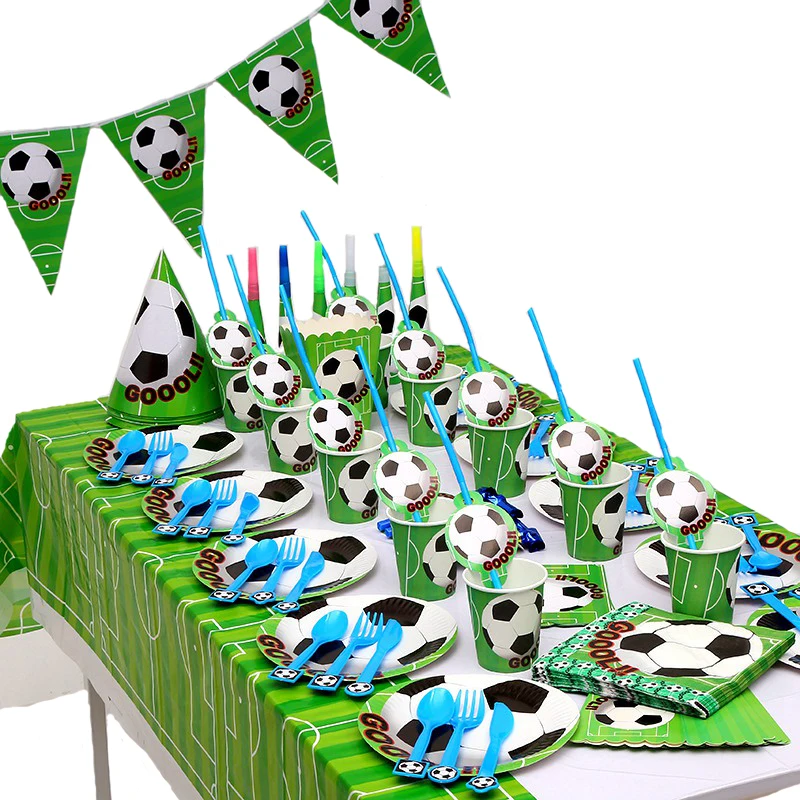 Кубок мира футбол тема посуда для вечеринки в честь Дня Рождения Набор салфеток чашки скатерть флаги таблички Дети вечерние мальчиков
