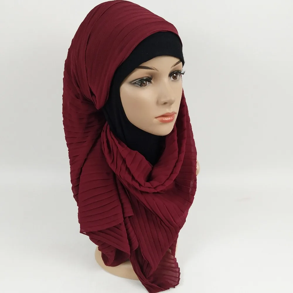 S94 5 шт. высококачественный жатый шифон хиджаб шарф обертывание Шали шифон хиджаб длинный широкий шарф повязка на голову женский шарф/шарфы