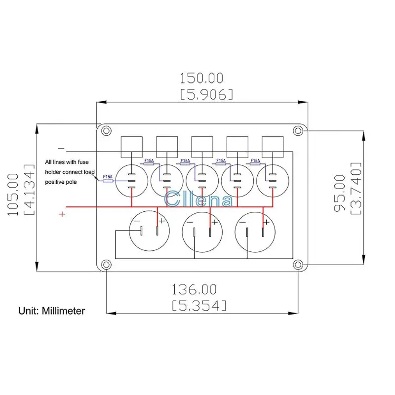 

12-24V Cat-eye Switch Combination Panel with Fuse Box Protection Voltmeter Power Socket Dual USB Car Charger
