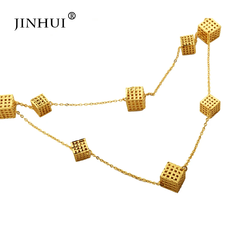 Jin Hui, африканская мода, золотой цвет, ювелирные наборы, wo, для мужчин, подарки, для девушек, вечерние, свадебные, ожерелье и серьги, наборы, 80 см, кулон, подарок