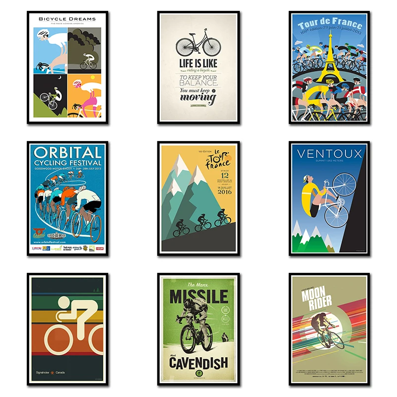 

Bike Motivational Typography Quotes Big Art Print Poster Hipster Wall Picture Painting Home Deco 42*30CM