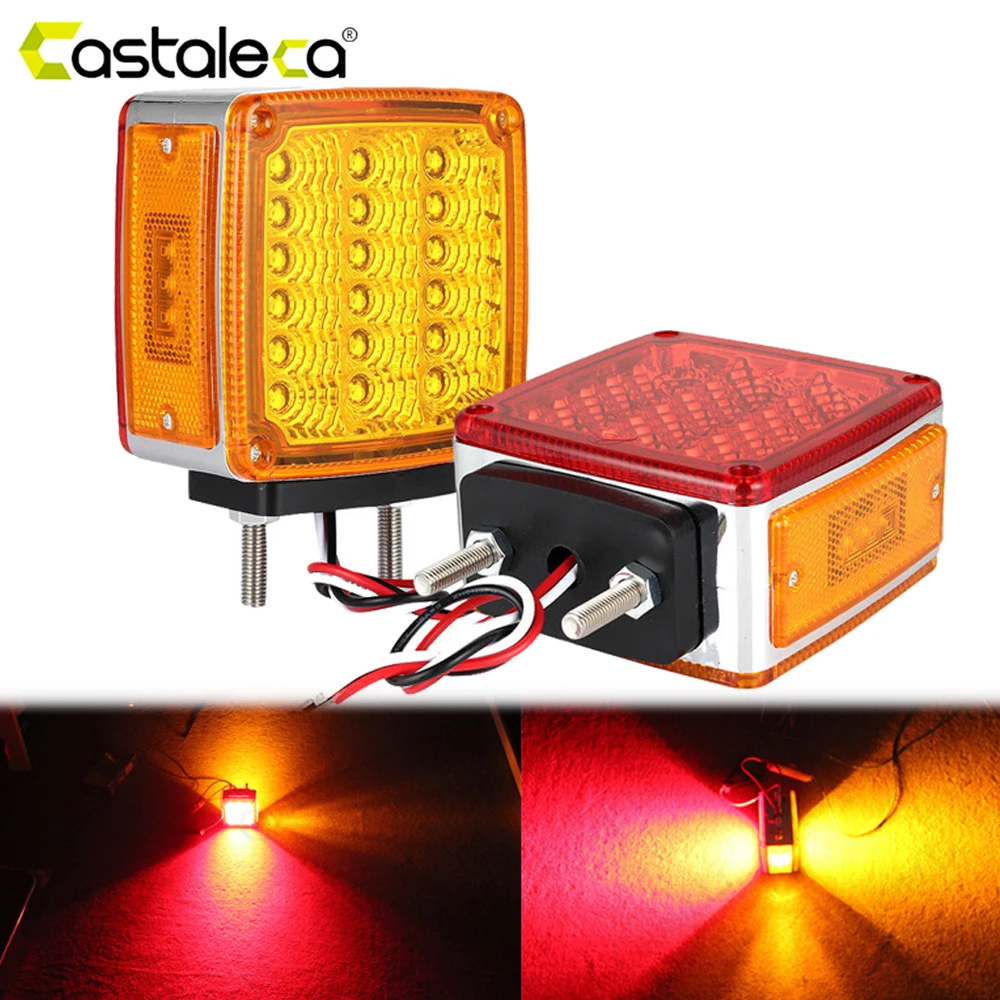 

Castaleca 1Pair 39LED Square Dual Face Stud Mount Fender Turn Signal Light For Truck Trailer Strobe Lights Warning Lamp Flashing