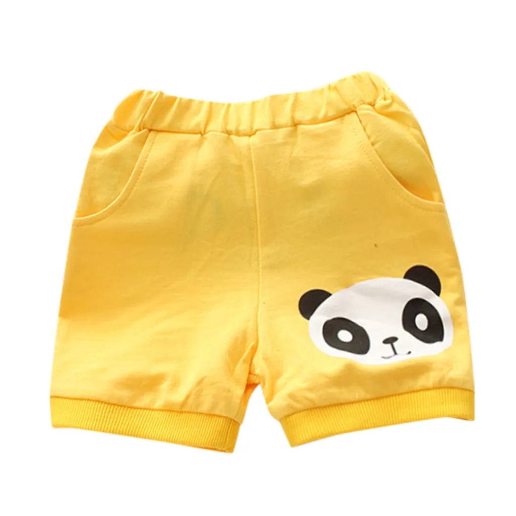 Летняя модная одежда для малышей Короткие штаны для девочек и мальчиков, повседневные спортивные штаны с рисунком панды, шорты Одежда с эластичной резинкой на талии - Цвет: Yellow