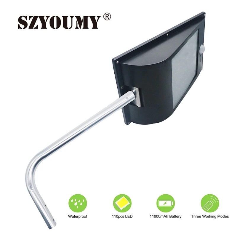 

SZYOUMY 110 Led PIR Solar Street Lighting 1300Lumens Super Bright Motion Sensor Outdoor Wall Lamp Waterproof Remote Control
