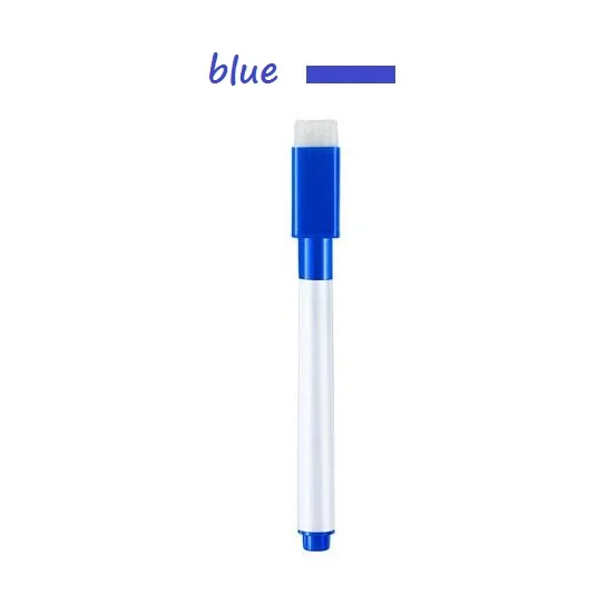 Маркерная ручка для магнитной доски, белая доска, сухая салфетка, Тонкое Перо с ластиком, резиновые магнитные маркеры, щетка, магниты на холодильник - Цвет: Blue  inks
