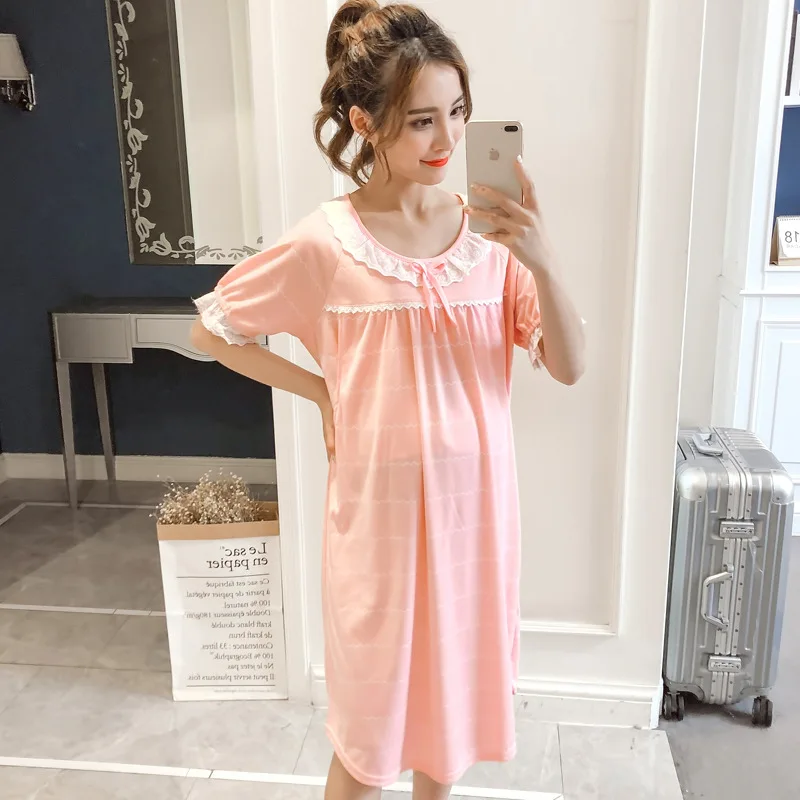 

Sweet Maternity Nursing Sleepwear Summer Breastfeeding Nightwear Clothes for Pregnant Women Loose Pregnancy Nightgown Nightdress