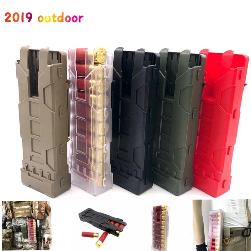 

Quick Access Shot Gun Shell Magazine Carrier ABS Plastic Case with MOLLE Clip Hold 10 Rounds for 12G