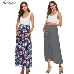 ARLONEET Для женщин без рукавов для беременных Ruched Оболочка Цвет блока Макси-платье для беременных Бюстгальтер для кормления 19Mar05 P35