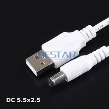 Белый USB для 5,5*2,5 мм/DC 5525 5,5x2,5 мм 5,5 мм x 2,5 мм 5,5 мм/2,5 мм разъем питания постоянного тока Зарядный Кабель-адаптер 1 м 3 фута