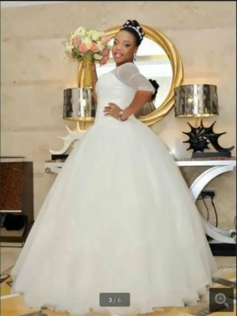 Online Shop Real Picture Black Girls African Ball Gown Half Sleeve