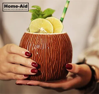 

520ml Coconut Shape Hawaii Tiki Mugs Ceramic Mug Mug For Gifts Cups And Mugs Cocktail Cup