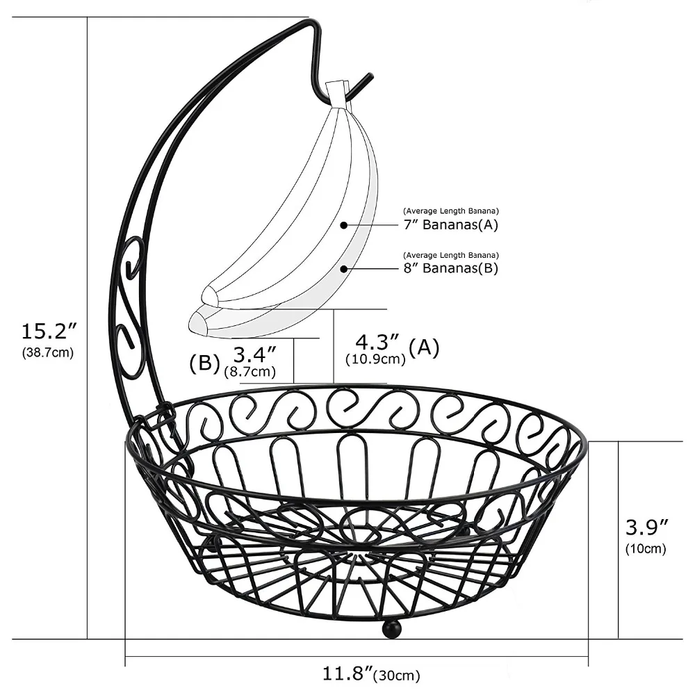 Кухонная металлическая корзина для фруктов со съемной подвеской в виде банана, держатель с крючком, подарок для женщин