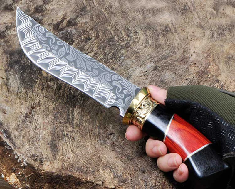 

58HRC Pure Handmade Fixed Blade Damascus Knife Survival Tactical Hunting Camping Knives EDC Hand Tools Kitchen Supplies