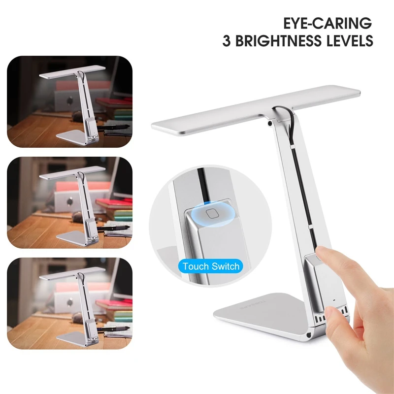 Ultrathin Mac Style Desk Lamp Dimming Touch Switch for Children Kids Reading Study Folding USB Rechargeable Table Night Light