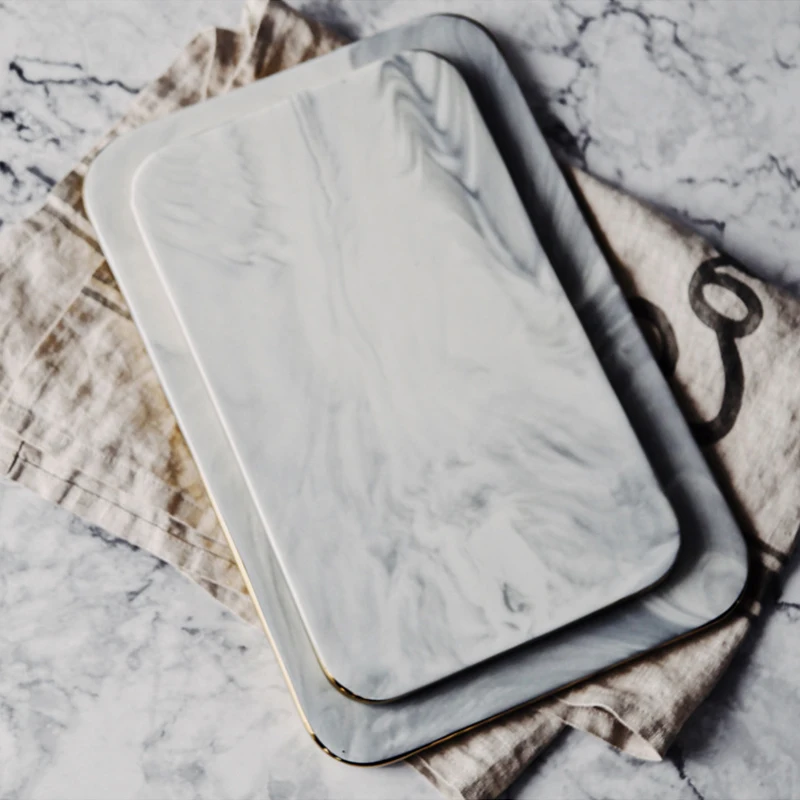 

10/12 Inch 2 In 1 Ceramic Marble Serving Plate for Bread Dessert Sushi Chopping Board for Fruit Cutting Tableware Serving Tray
