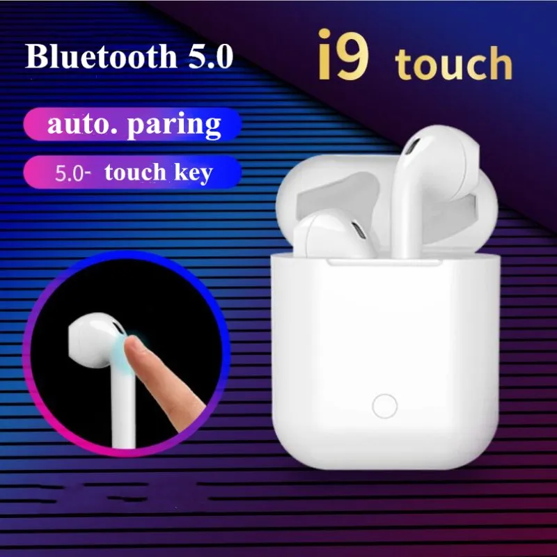 

Newest i9 Touch TWS High Quality Mini Wireless Bluetooth Earphone Earbuds With Charging Box Mic for Iphone Huawei Android Xiaomi