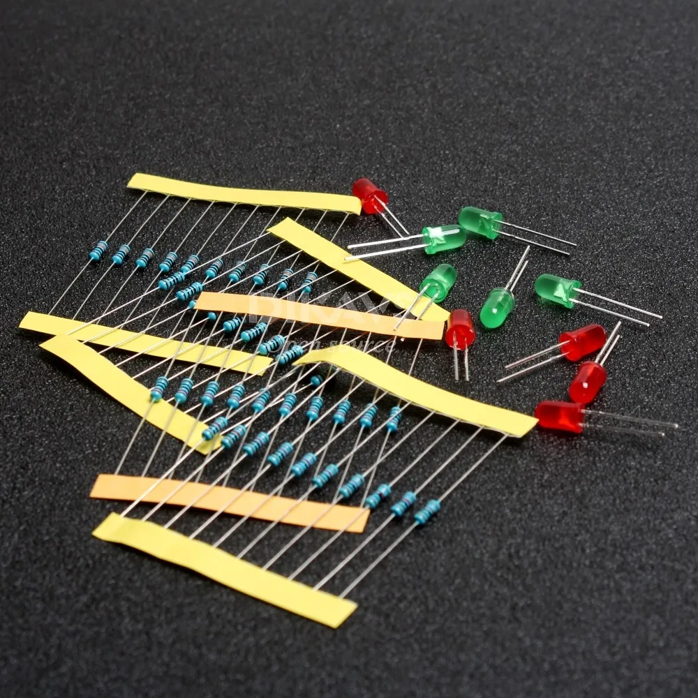 Комплект резисторов для Arduino Raspberry Pi 1/4 Вт 220 Ом 1K 10K 100K|resistor kit|100k resistor220 ohm |