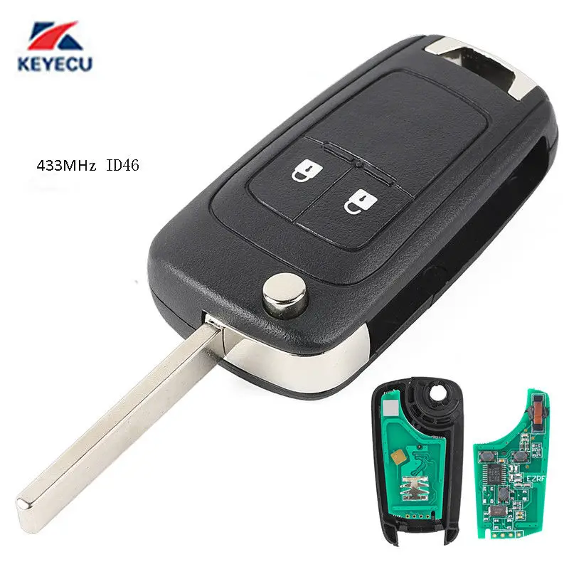 

KEYECU 2 Button Replacement Remote Key Fob 433.92MHz ID46 for Opel Insignia 2009-2012
