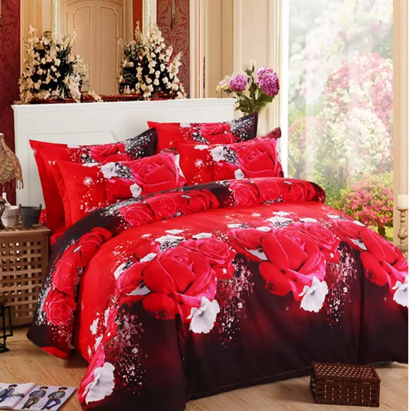 cheap Home Textile 2017 HOT 3d Bedding Sets Bed Cover Bed Linen Bed Sheet Pillow Case Double Bed king size flower quilt