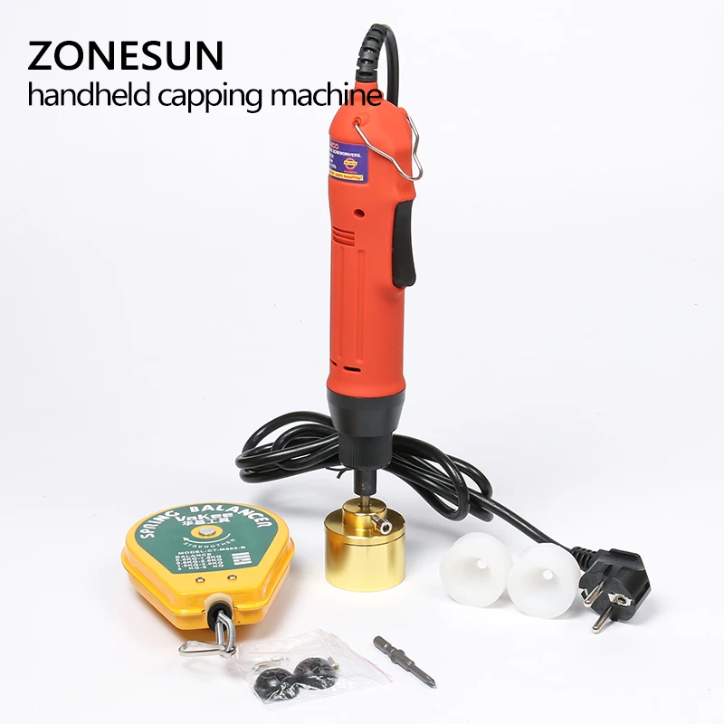 ZONESUN ручная электрическая укупорочная машина для дыма, масла, пластиковых бутылок укупорочная машина(10-50 мм) упаковочные инструменты для запечатывания