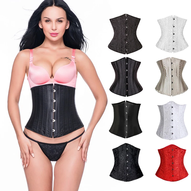 Женское атласное нижнее белье корсет с 24 стальными костями под грудь|lingerie waist