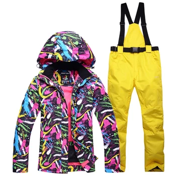 

Ski Suit Women Warm Waterproof Skiing Set Ladies Outdoor Sport Winter Coats& trousers Snowboarding Therma Jackets Pants