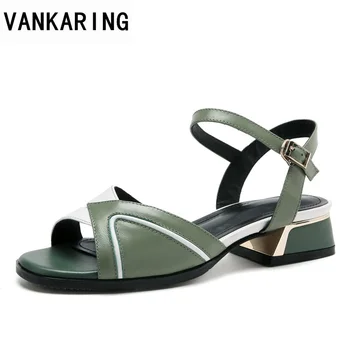 

VANKARING hot sale women sandals 2019 new fashion quality high heels open toe shoes woman dress party casual date summer sandals