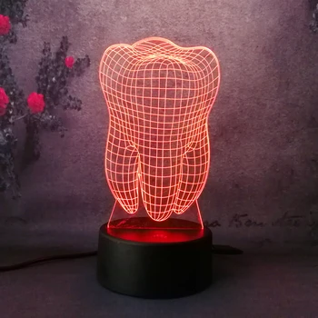 

New 3D Tooth LED Night Light 7 Color Colorful Kids Baby Bedroom Atmosphere Touch Table Lamp Christmas Gifts Toys Birthday Decor