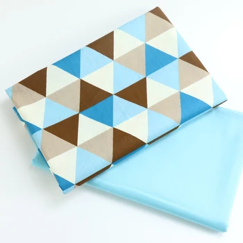 

Cotton Nordic Wind Geometriy Big Brown Blue Gray Tri angle Printed Fabric for DIY Bedding Cushions Quilting Handwork Decor