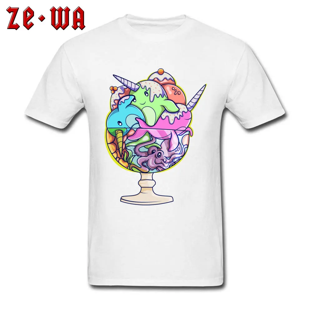 Summer Ocean ice cream Tops Tees for Boys Discount Thanksgiving Day Crewneck 100% Cotton Short Sleeve T-Shirt Gift T-Shirt Ocean ice cream white