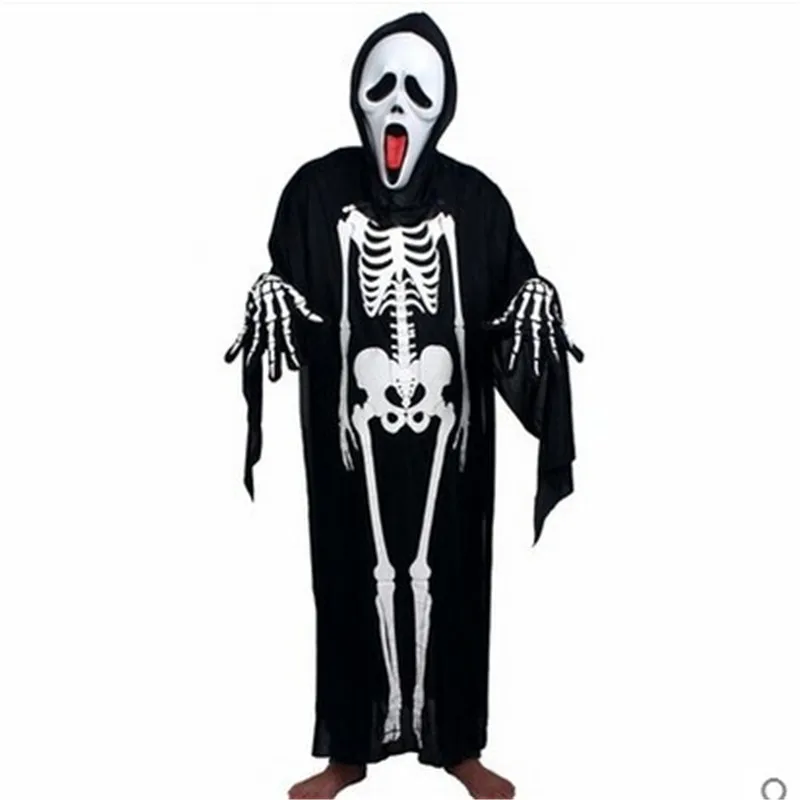 2017 One Set Devil Skull Skeleton Costume Cloak Halloween Costumes For ...