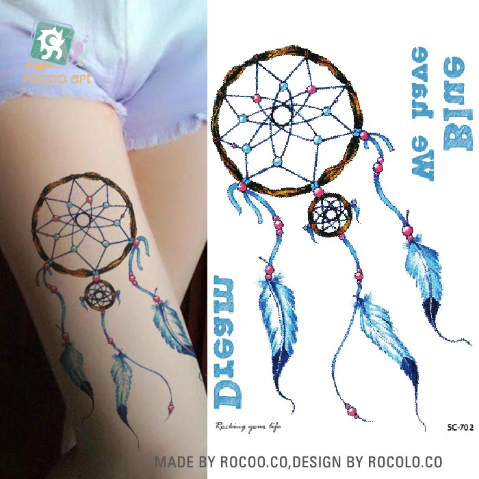 

SC-702/Latest 2016 Blue Dreamcatcher Temporary Fake Tattoo Body Art Painting Waterproof Temporary Tattoo Sticker For Women