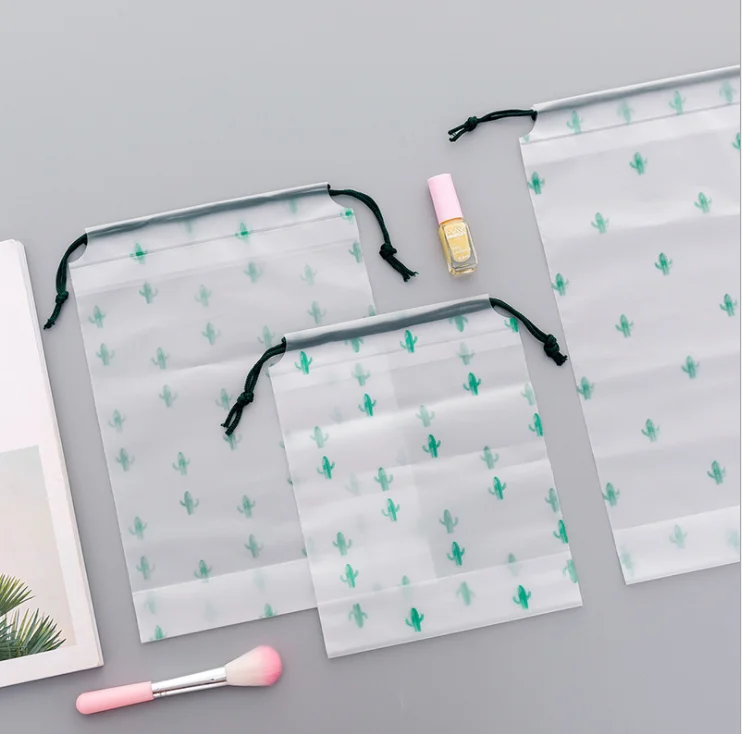 

Women Transparent Drawstring Cactus Cosmetic Bag Travel Makeup Case Make Up Bath Organizer Storage Pouch Toiletry Wash Beauty
