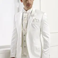 Шаль Воротник Белый две кнопки модные мужские костюмы Новое поступление высокое качество на заказ(куртка+ брюки+ платок+ галстук+ жилет) 5 шт