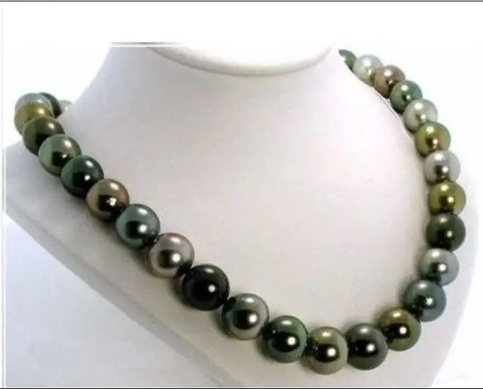 

Wholesale FREE SHIPPING > stunning10-11mm south sea black green red pearl necklace 17inch 14KGPG