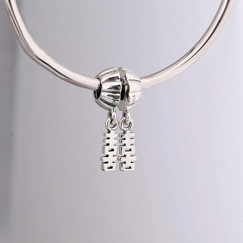 

Fits Bracelet Charm Jewelry DIY Women Gift Vegetarian Silver Man Double Happiness 925 Sterling Silver Jewelry Beads