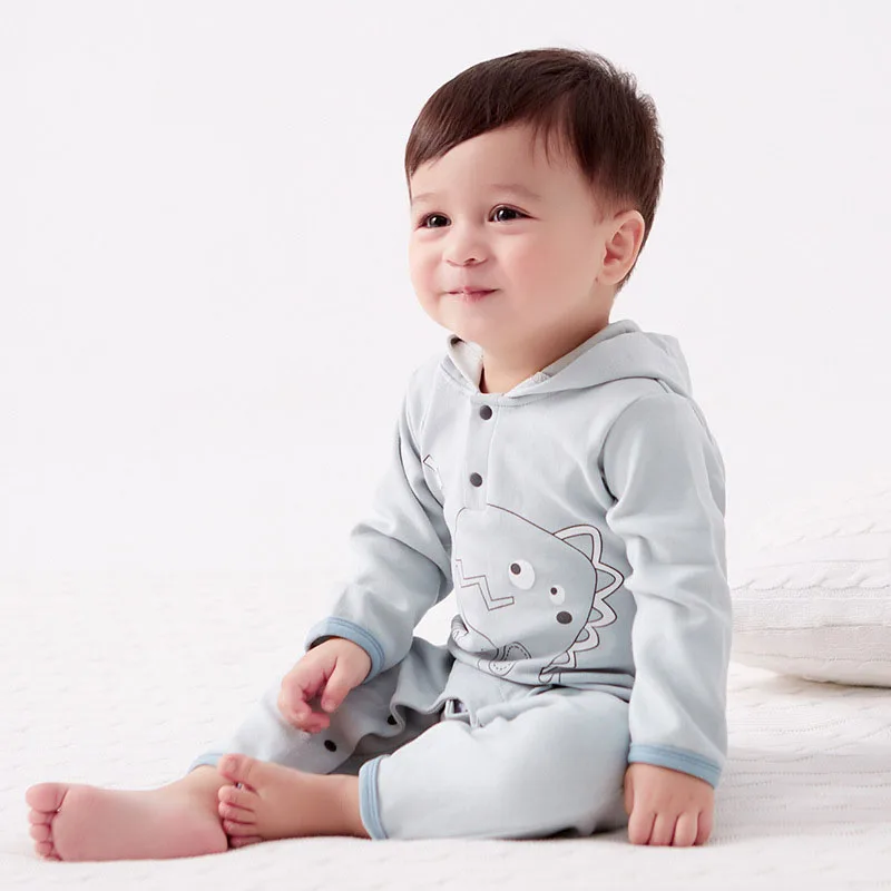 

Autumn and winter hooded baby long-sleeved jumpsuit newborn boy girl baby tights children's clothing cotton jumpsuit