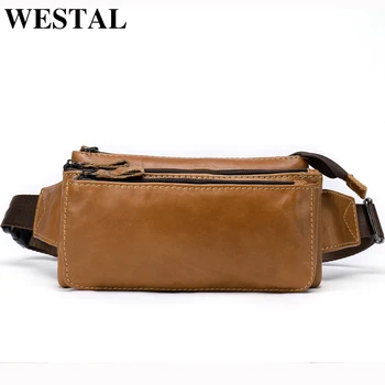

WESTAL bag belt men genuine leather male fanny pack casual travel waist bag men's bag with belt phone pouch bum bag sac banane