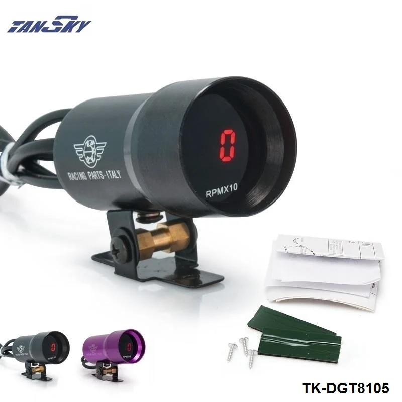 TANSKY 37mm Smoke Tach RPM Tachometer Red Digital Shift Light Style Gauge Meter Pod Black,Purple For Ford Focus 98-12 TK-DGT8105