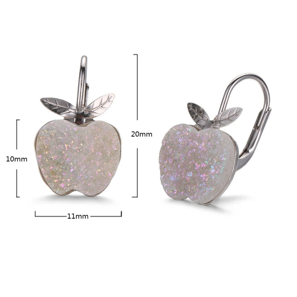 Coloful Rose Naturel Geode Druzy Plaqué Argent Goutte Dangle Boucles d/'oreilles pour femmes