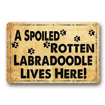 

Personal Design Doormat A Spoiled Rotten Labradoodle Lives Here! Entrance Mat Indoor Outdoor Mat Non-woven Fabric Top