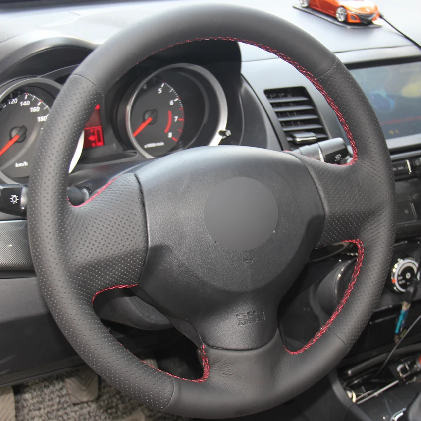 Черный PU искусственная кожа ручная швейная крышка рулевого колеса автомобиля для Mitsubishi Lancer X 10 2007- Outlander 2006-2013 ASX