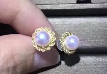 

free shipping 10-11mm south sea white round pearl earring 18k