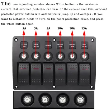 

Yacht Ship Boat Conversion 6Gang Switch Combination Panel Cab Accessories 12-24V